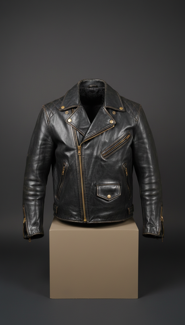Vintage Black Leather Moto Jacket